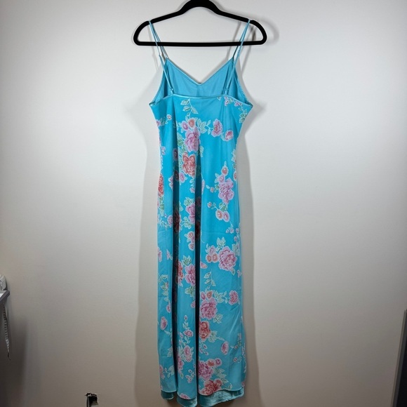 Vintage La Vie en Rose Blue Floral Y2K 90s Slip Style Maxi Dress Size L - Picture 10 of 13